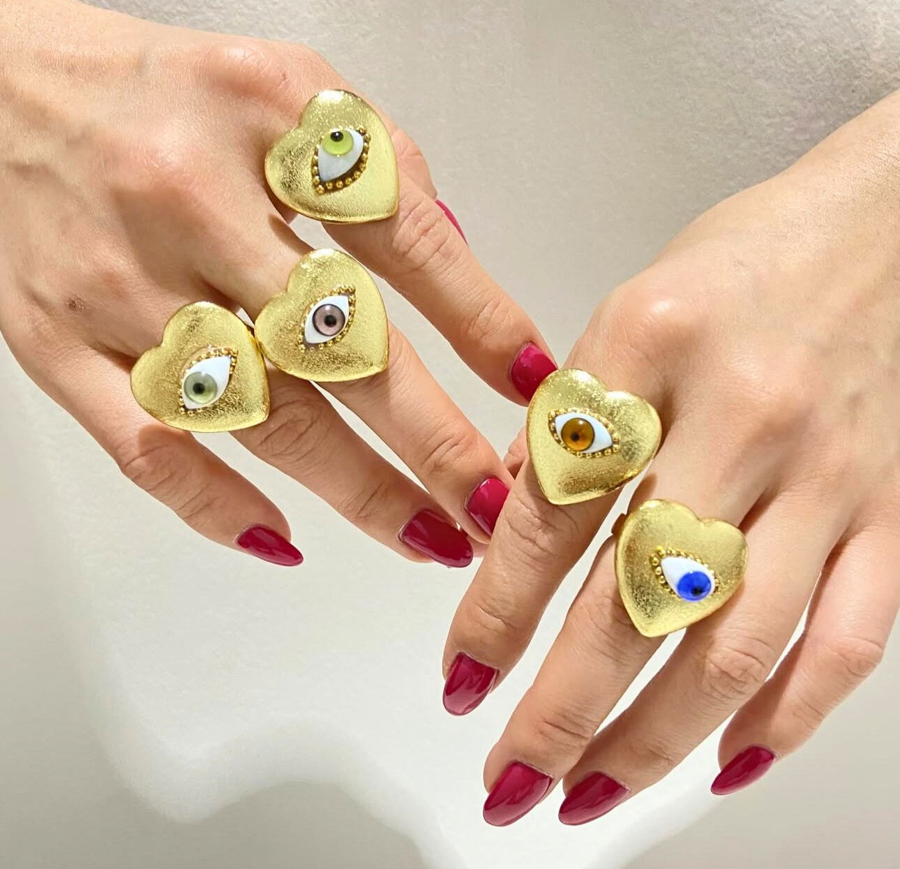 Anillo corazón chico ojo cristal