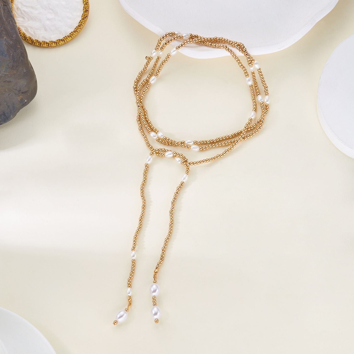 Collar cuentas sencillas con perla