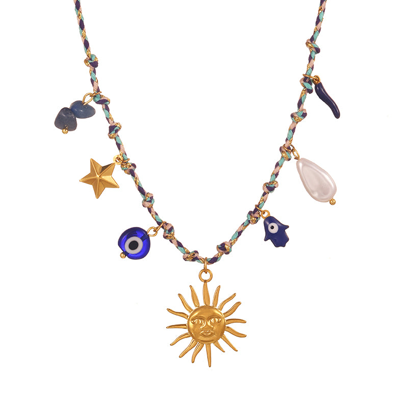 Collar hilo azul sol azul