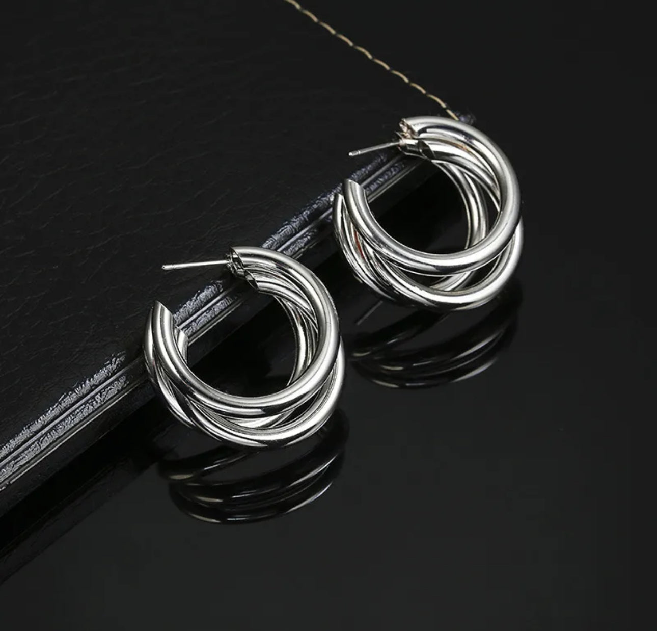 Arracadas triple grande plata