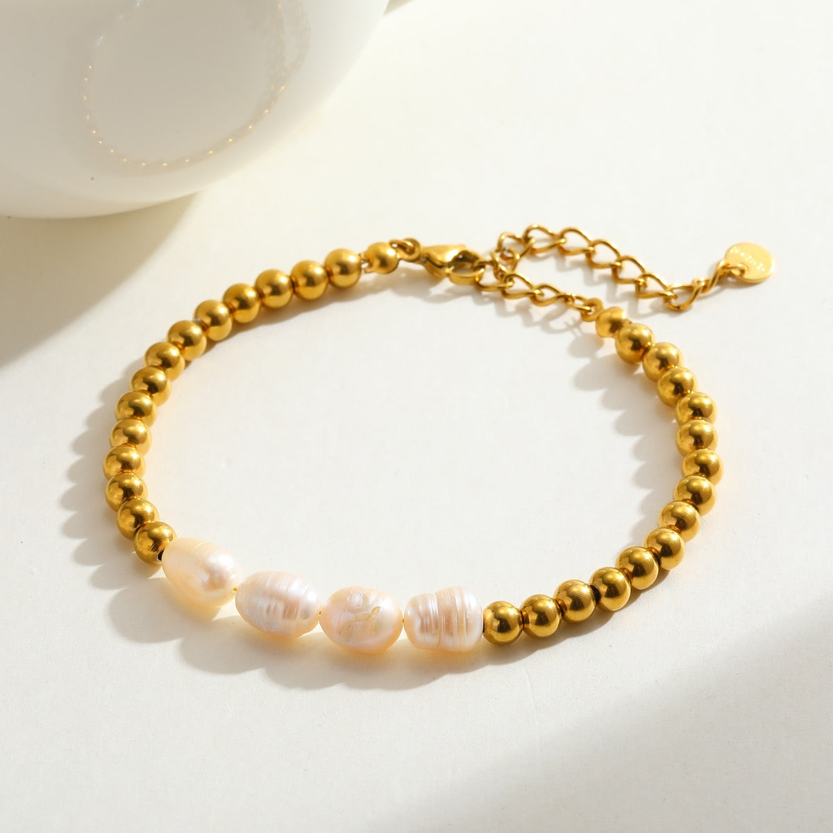 Pulsera balines con 4 perlas