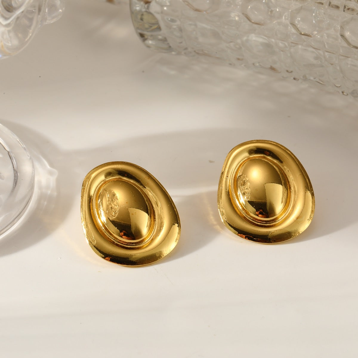 Aretes chuncky oval con diseño