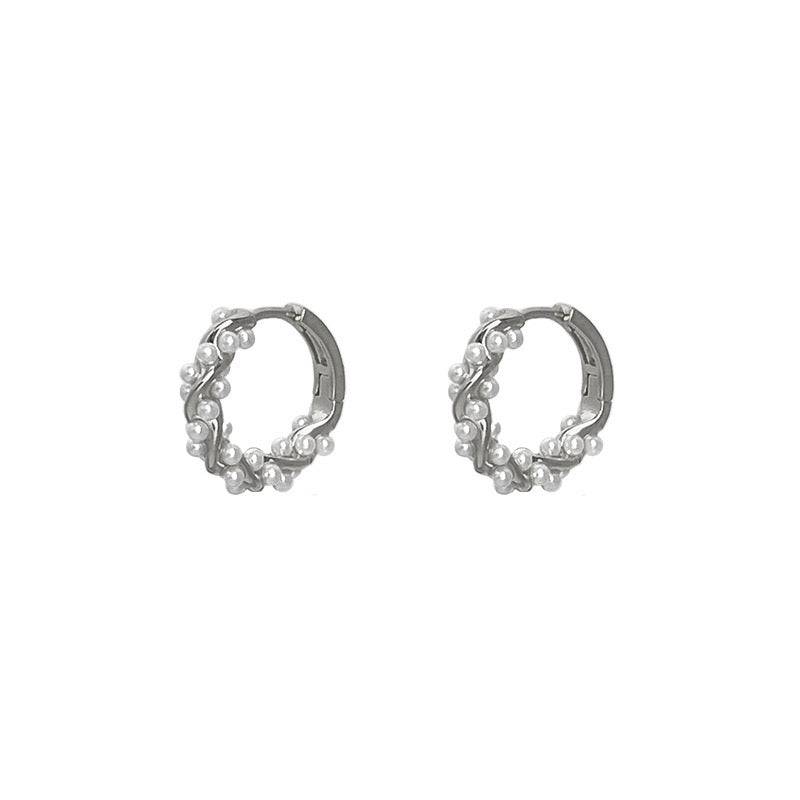 Huggies perlitas enlazada plata