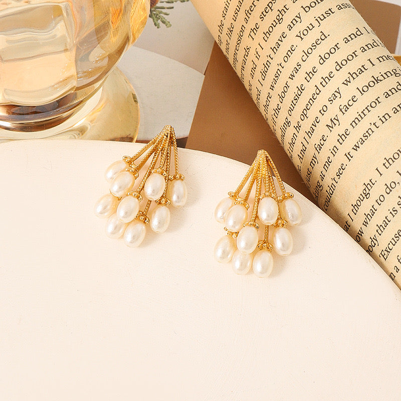 Aretes ramito de perlas