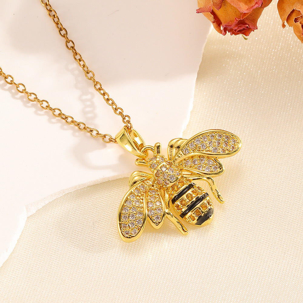 Collar abeja diamante