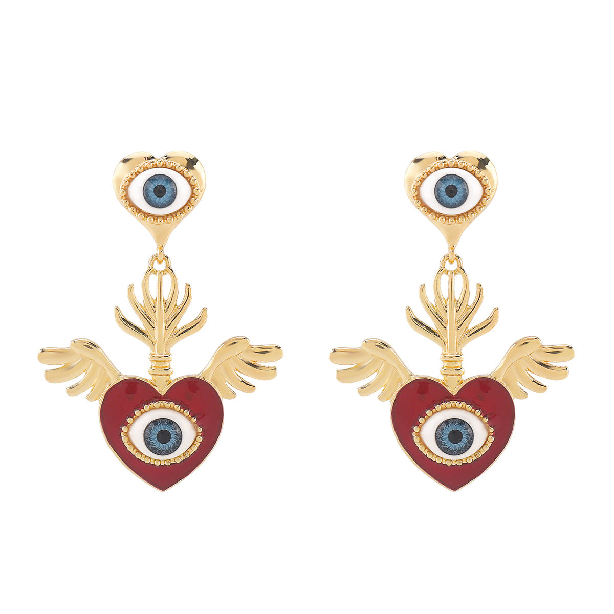Aretes corazón con ojo