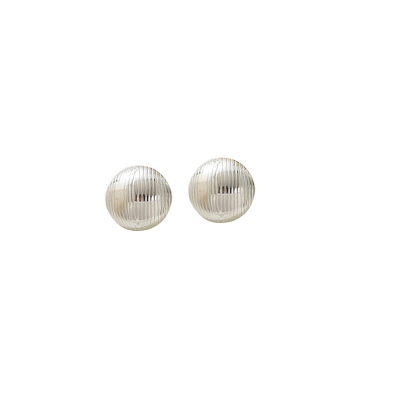 Aretes jumbo botones rayado plata
