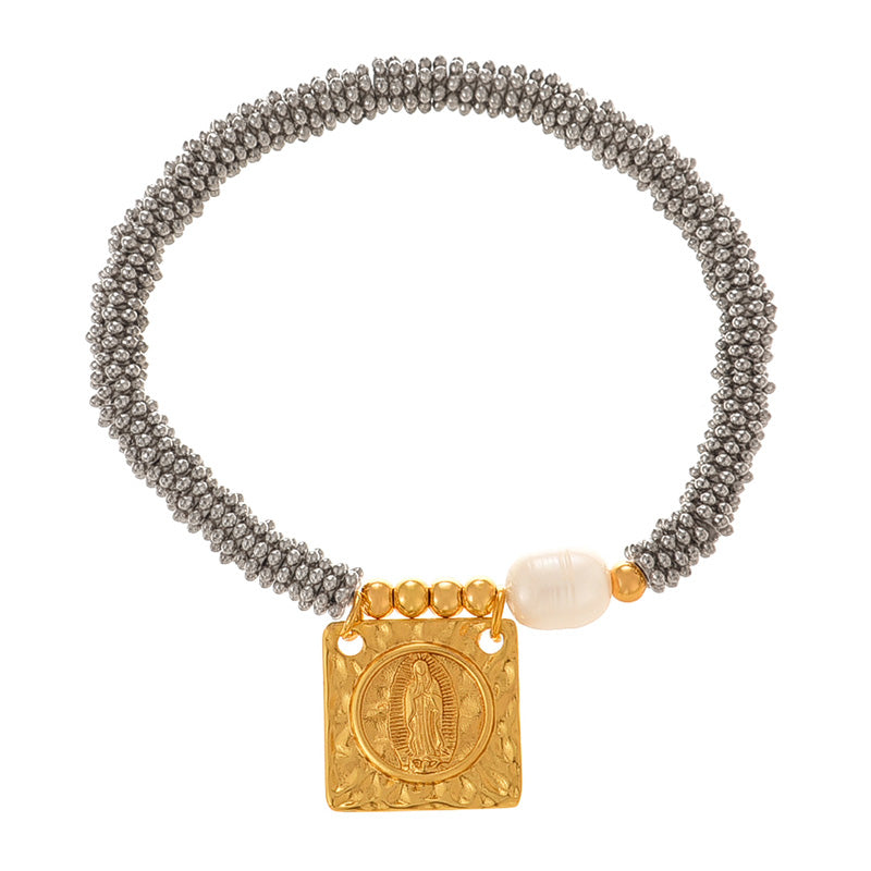 Pulsera religiosa gusano perlas