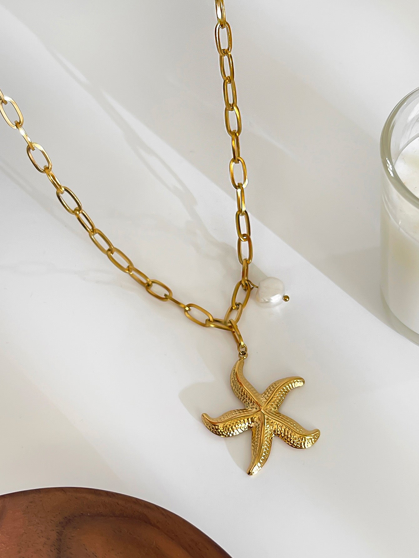 Collar chuncky estrella con perlita