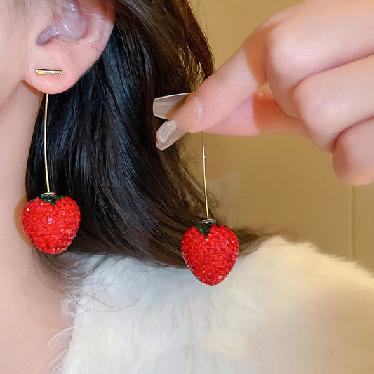 Aretes fresa brilloso