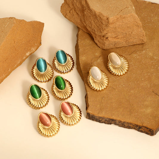 Aretes con piedrita de color