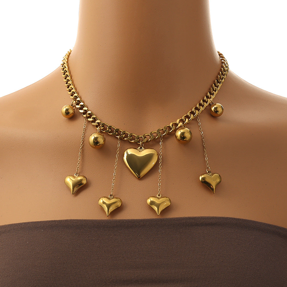 Collar chuncky colgantes de corazon