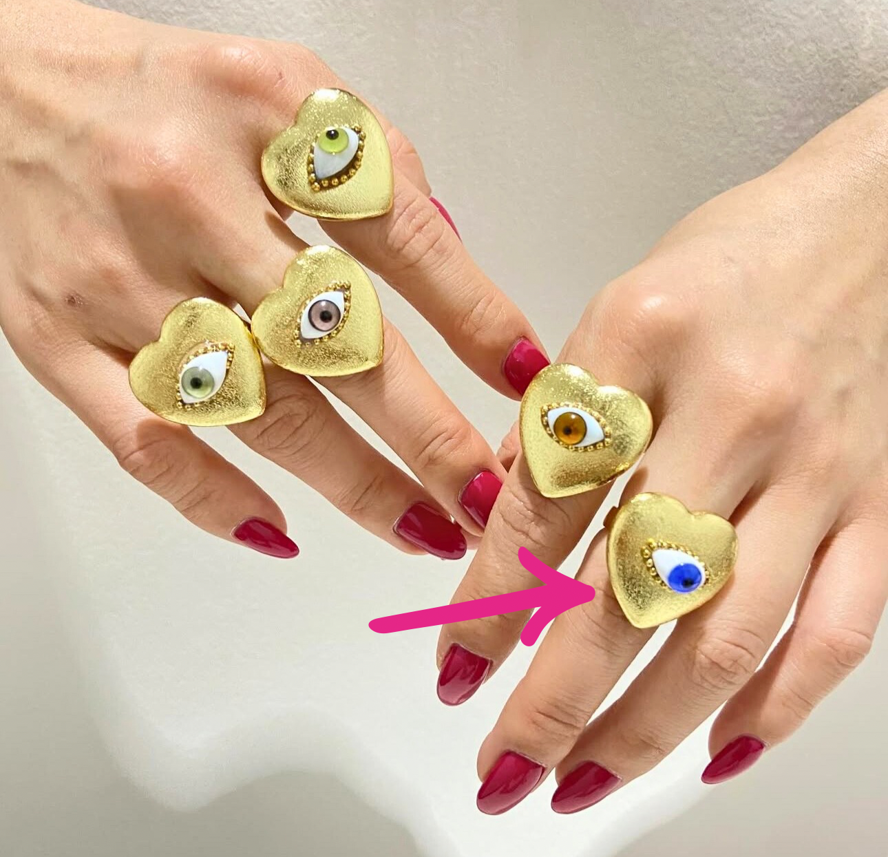 Anillo corazón chico ojo cristal