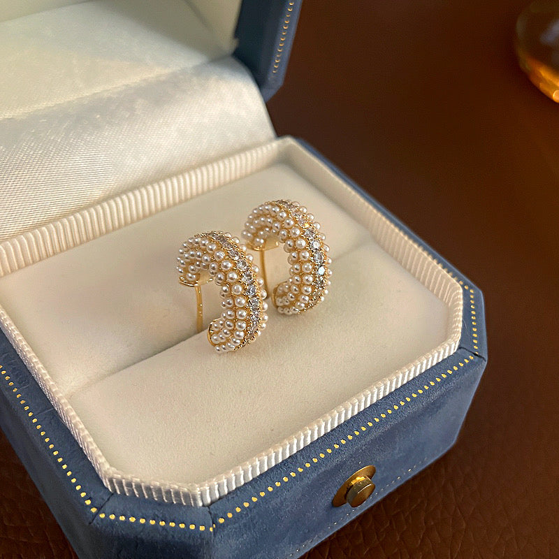 Hoops perlas con piedritas