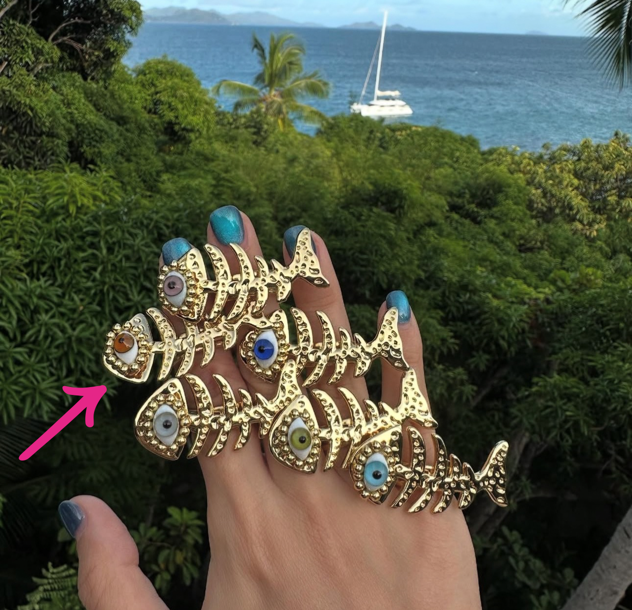 Anillo esqueleto ojo de cristal