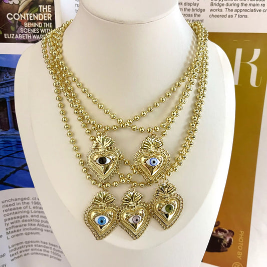 Collar corazón sagrado ojo cristal
