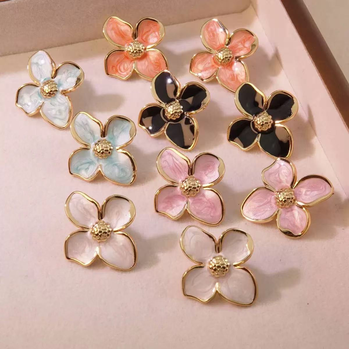 Aretes acero flor colores
