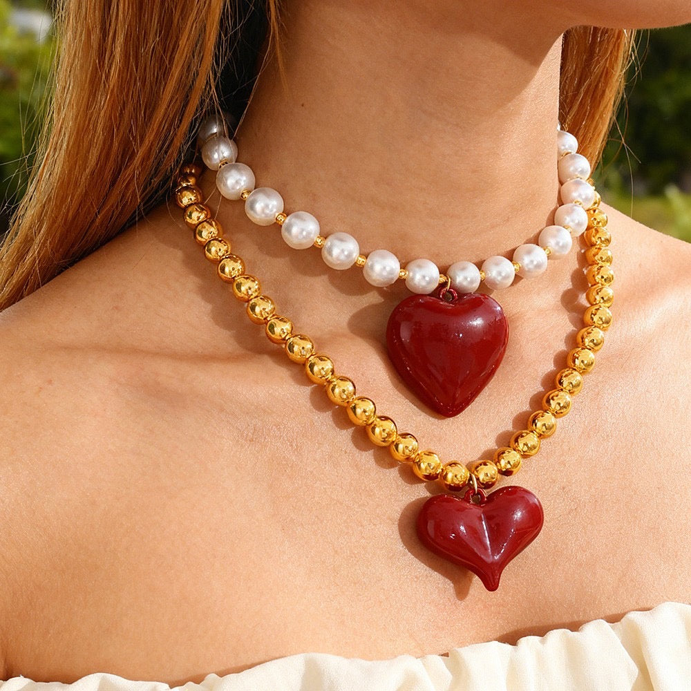 Collares chuncky corazón súper moda