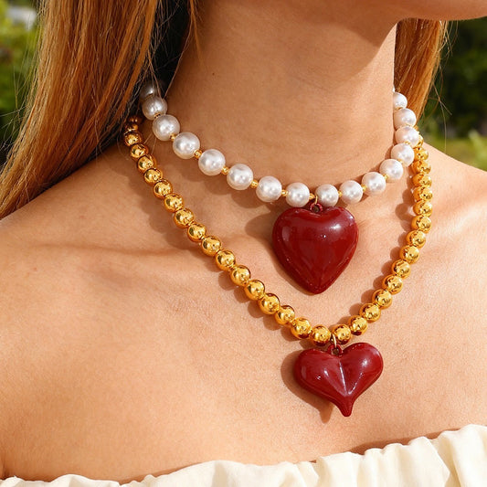 Collares chuncky corazón súper moda
