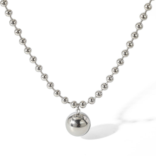 Collar bolitas con esfera en plata