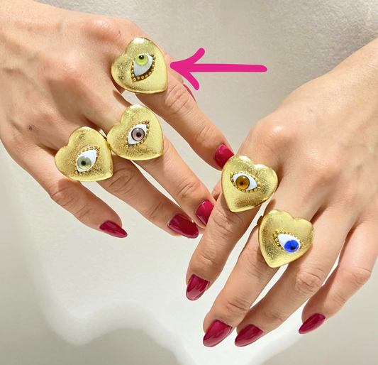 Anillo corazón chico ojo cristal