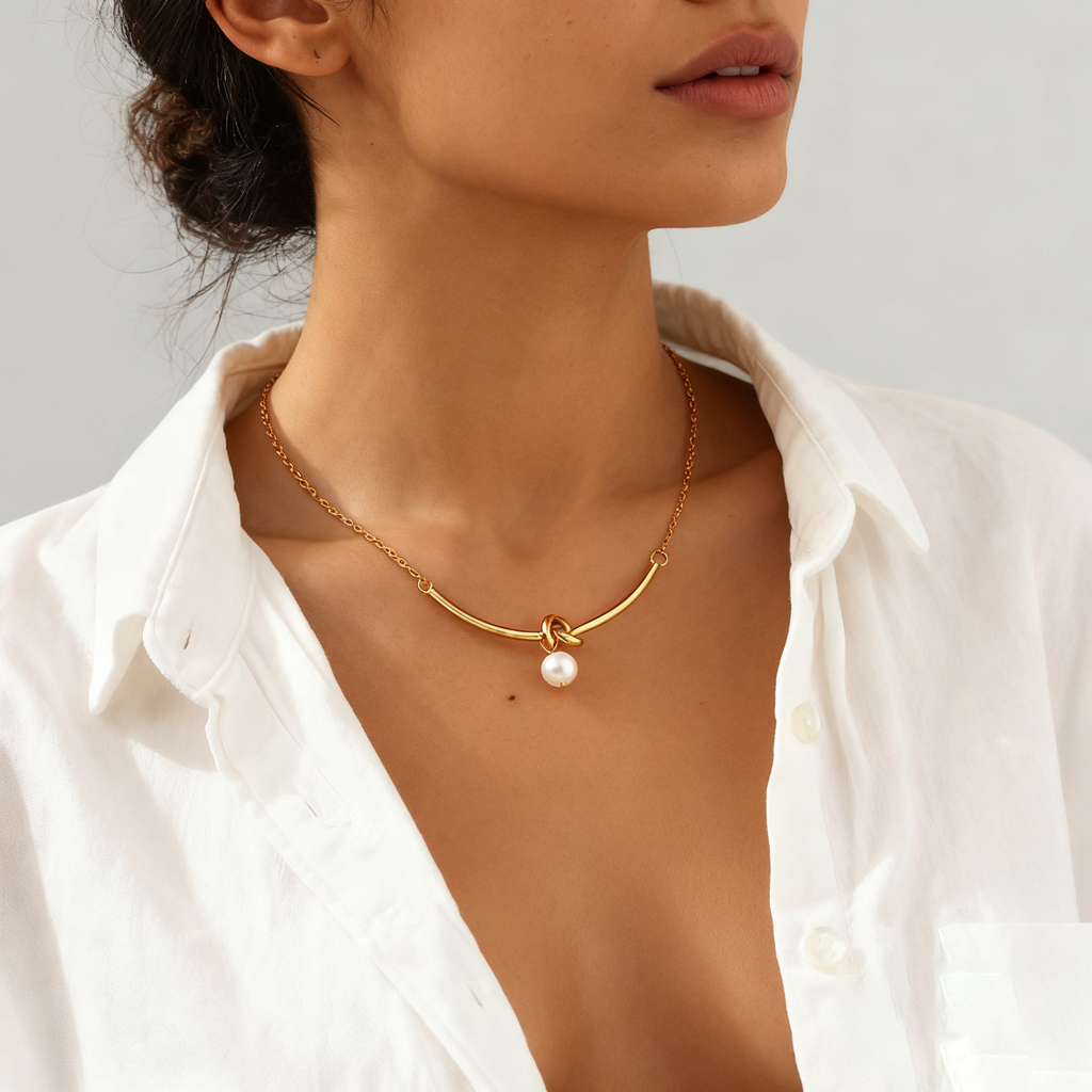 Collar columpio con perlita