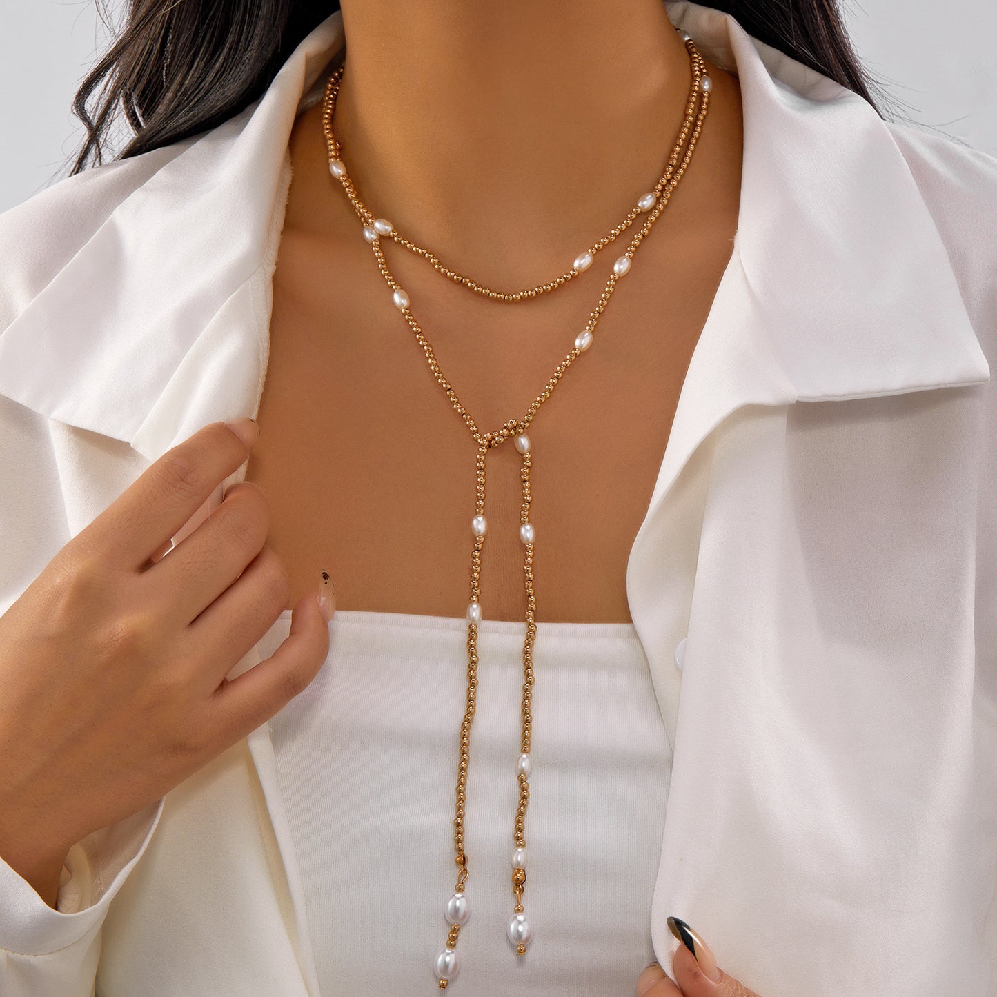 Collar cuentas sencillas con perla