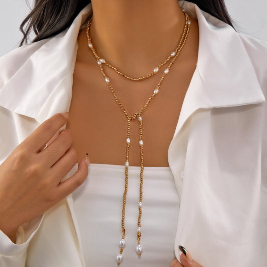Collar cuentas sencillas con perla