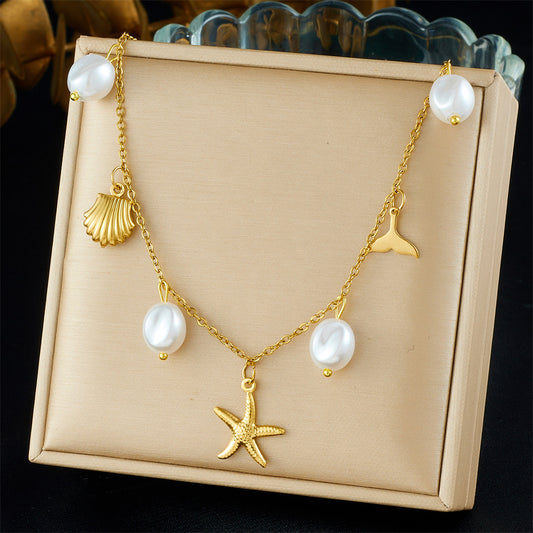 Collar dijes de mar con perlas