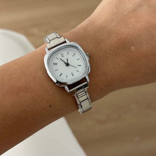 Reloj italiano cuadro carátula blanca