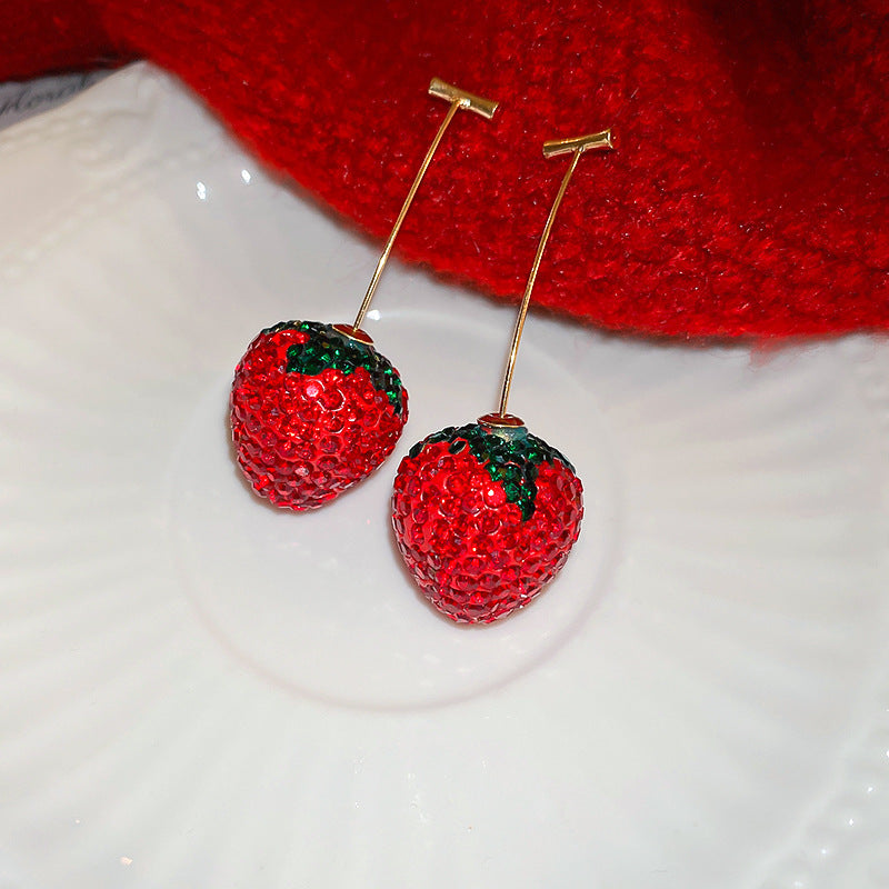 Aretes fresa brilloso