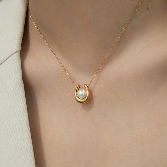Collar herradura perlita