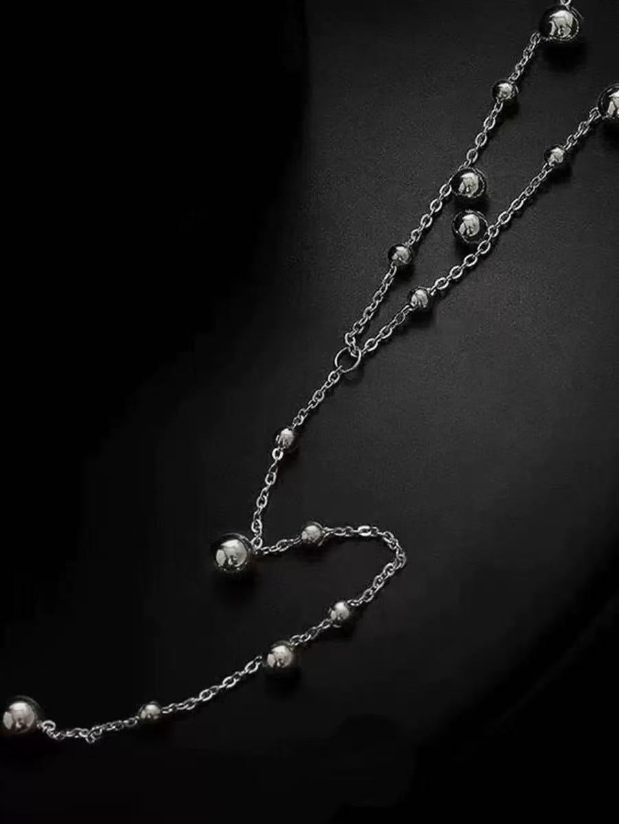 Collar corbatero bolitas plata