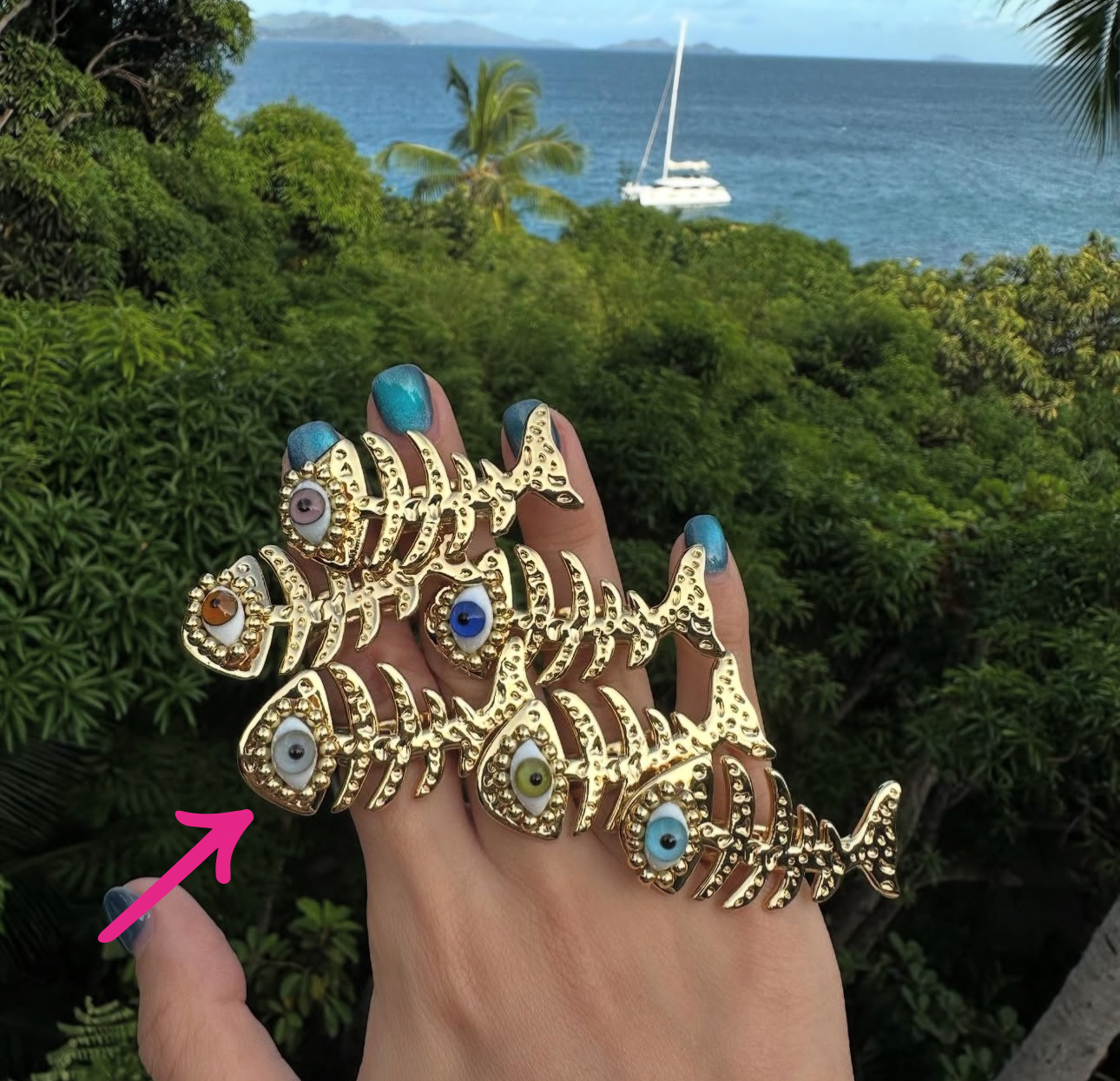 Anillo esqueleto ojo de cristal