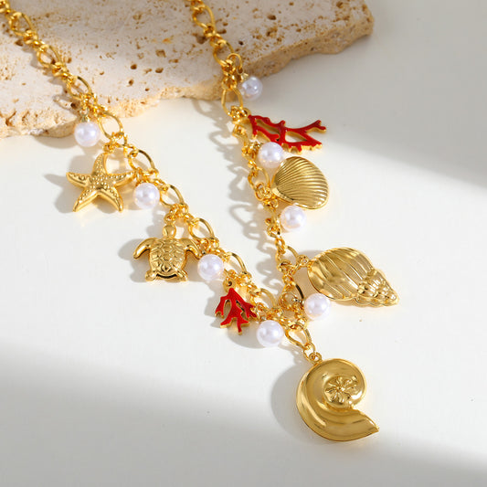 Collar caracol con alga roja