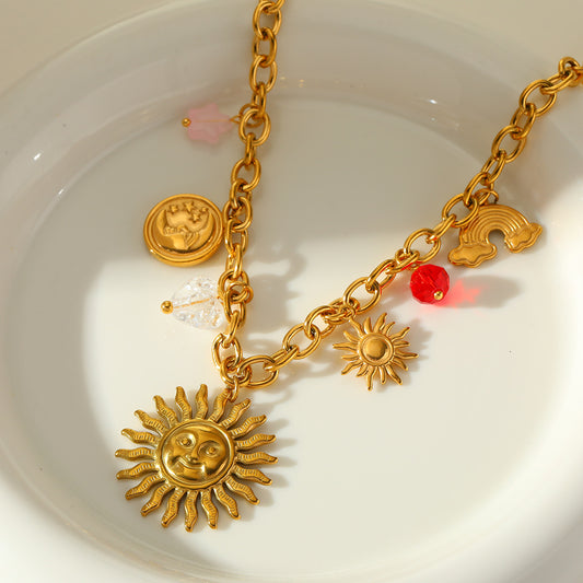 Collar Charms sol con rojito