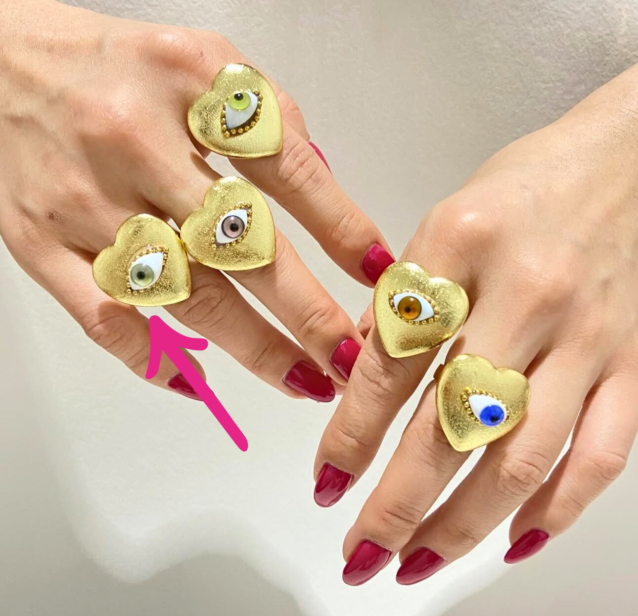 Anillo corazón chico ojo cristal