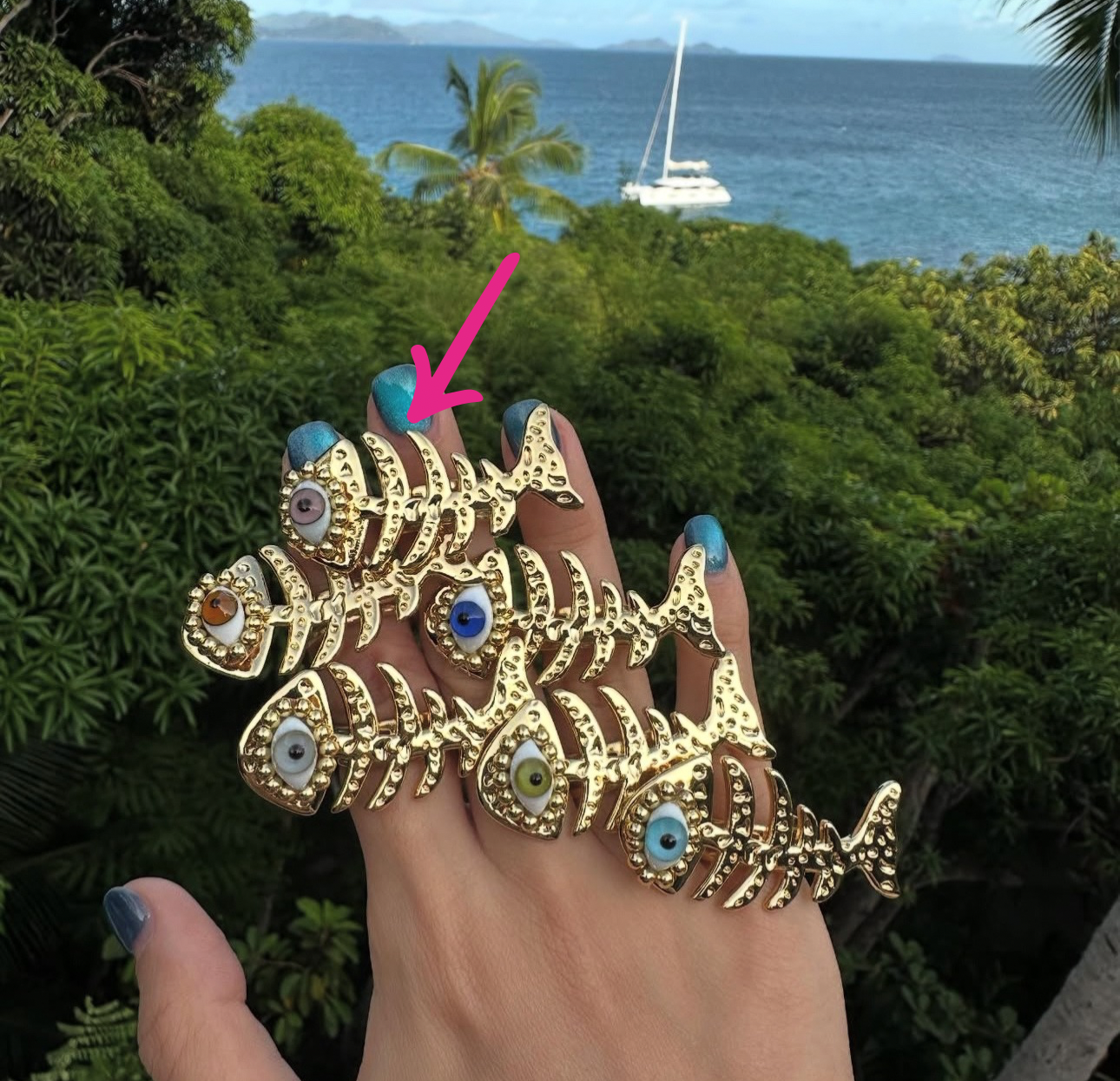 Anillo esqueleto ojo de cristal