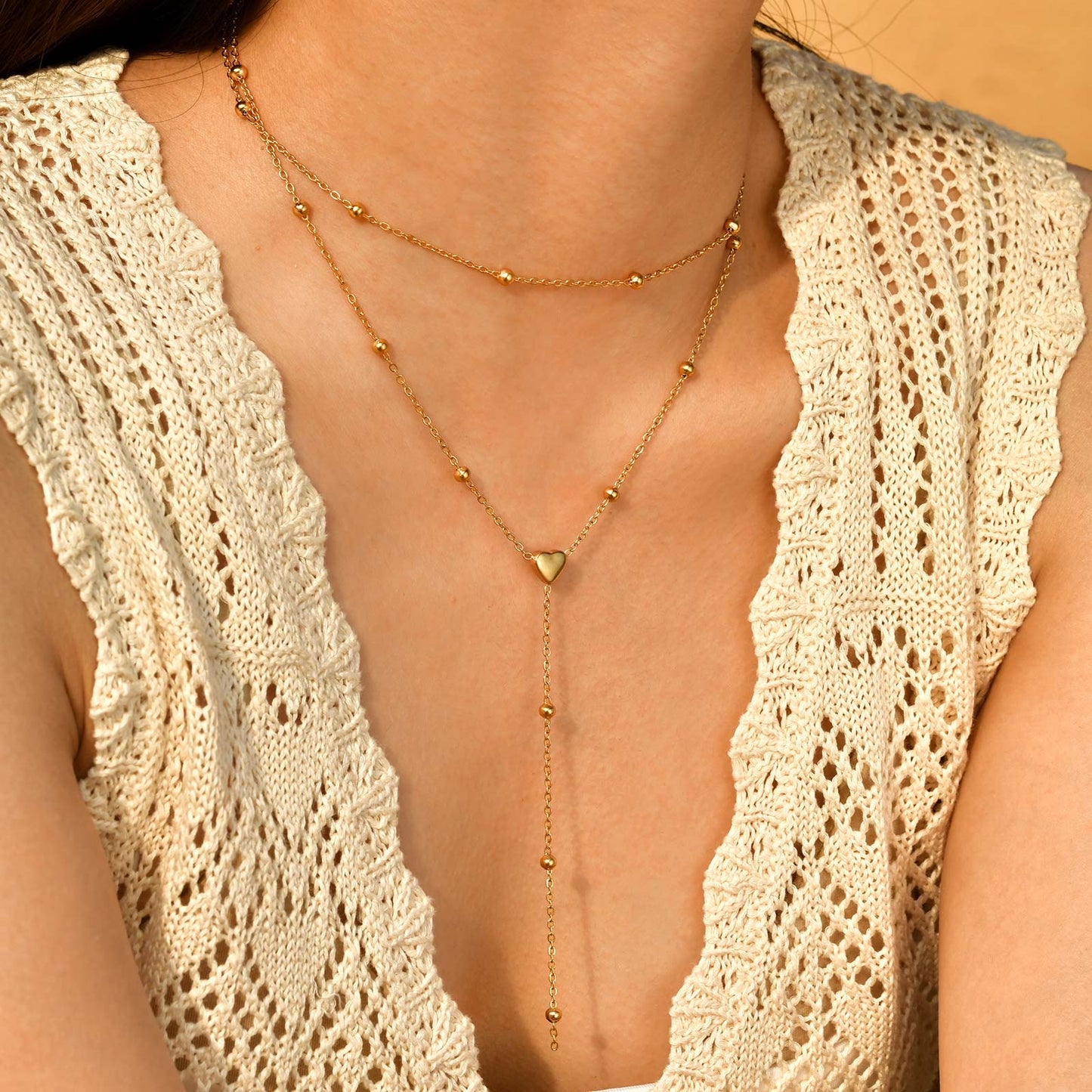 Collar doble corbatero corazón