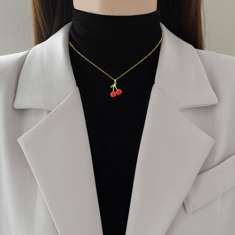 Collar cereza sencilla brillo