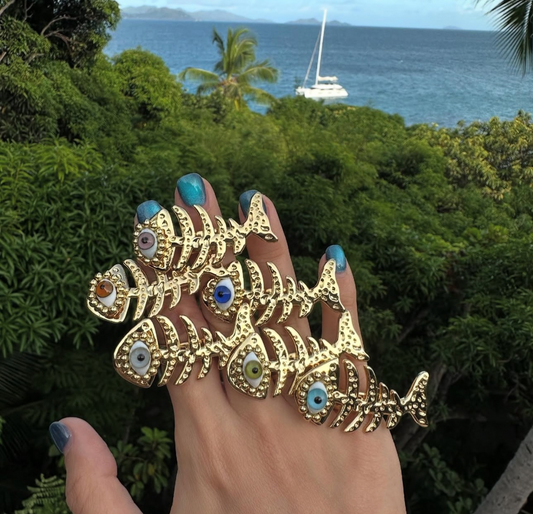 Anillo esqueleto ojo de cristal