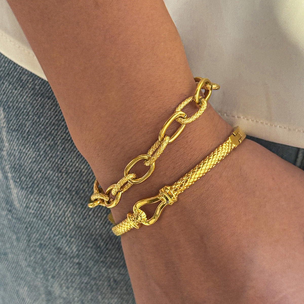 Collar/Pulsera eslabón salteado con diseño