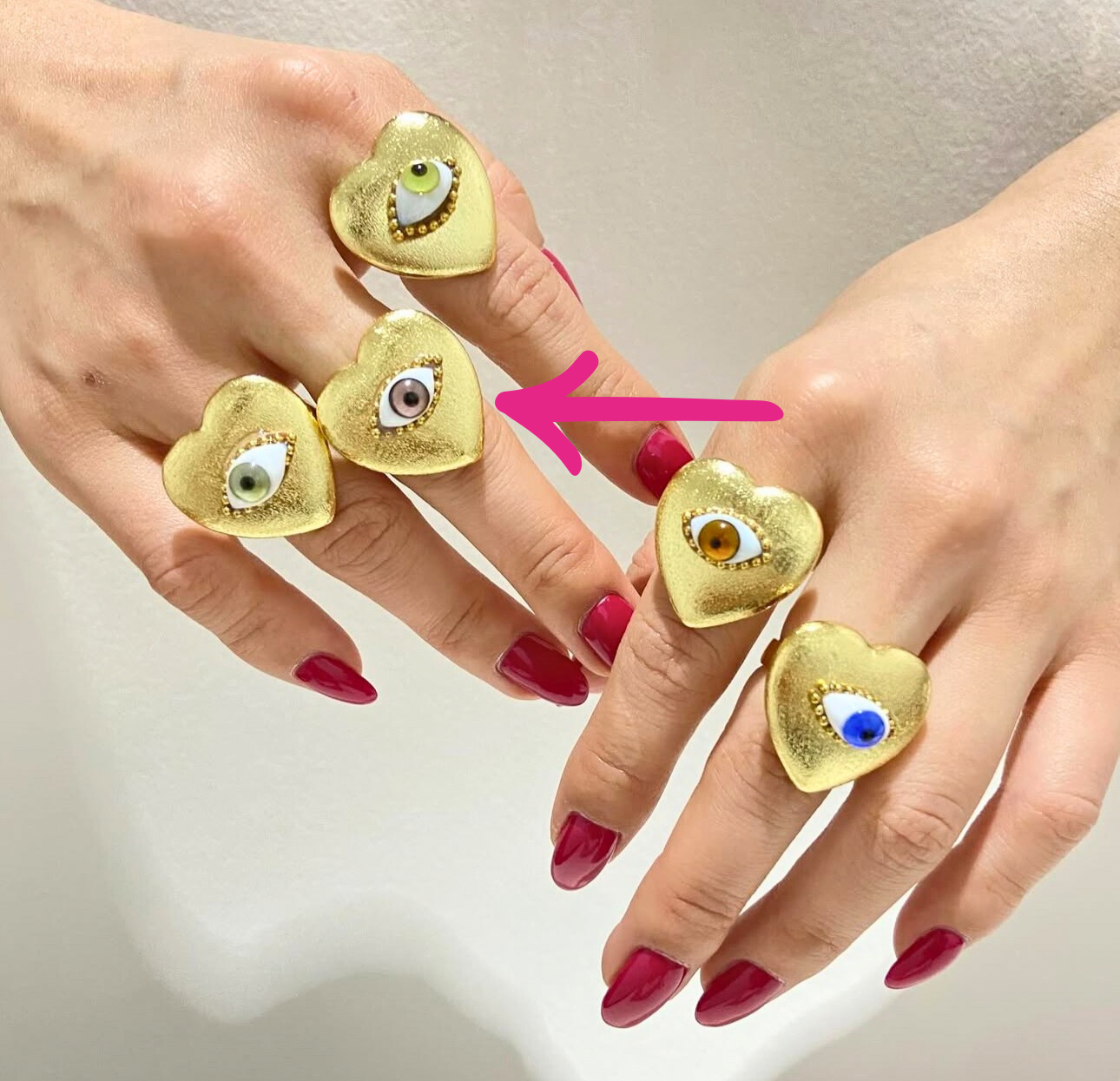 Anillo corazón chico ojo cristal