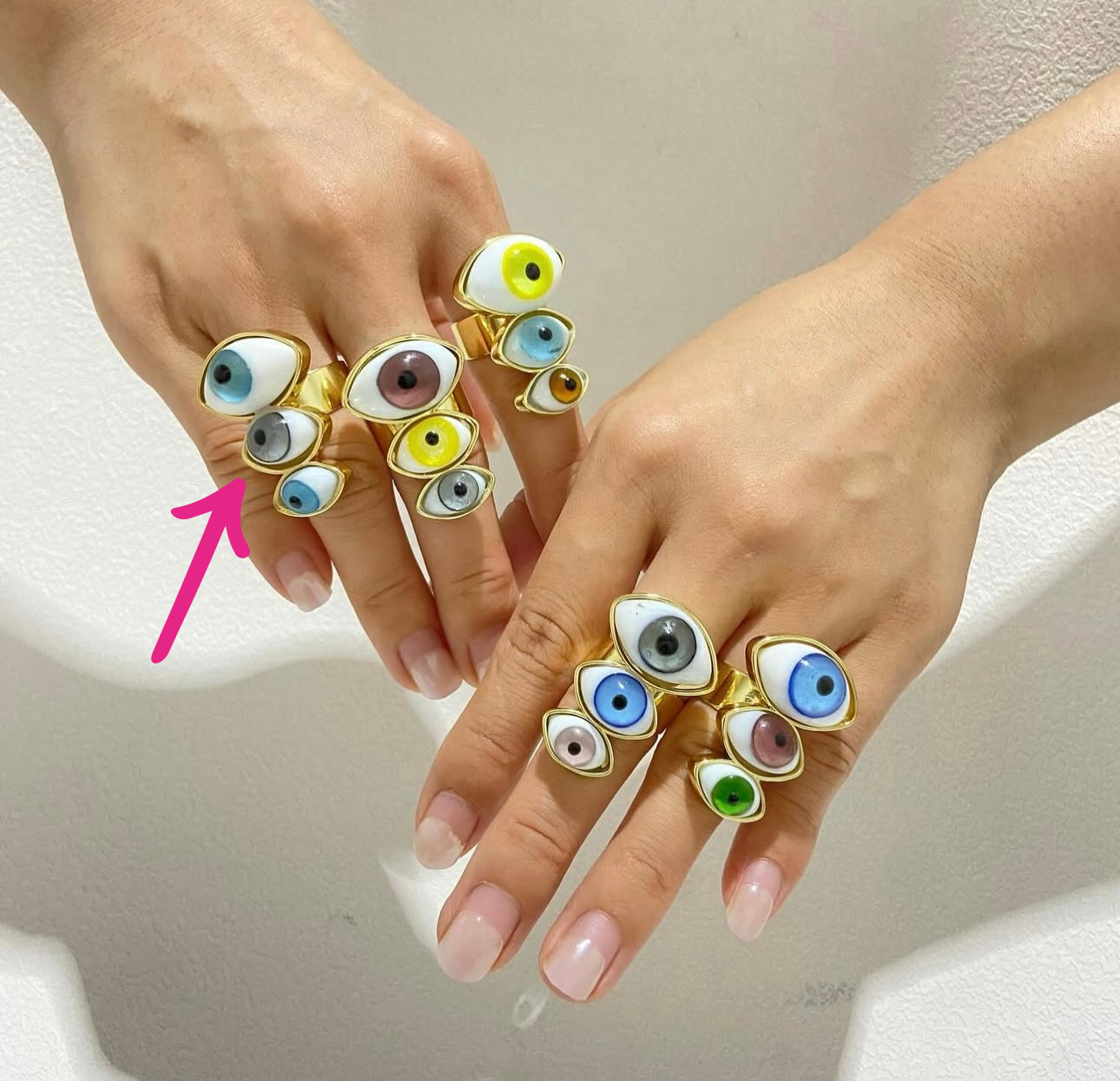 Anillo triple ojito de cristal