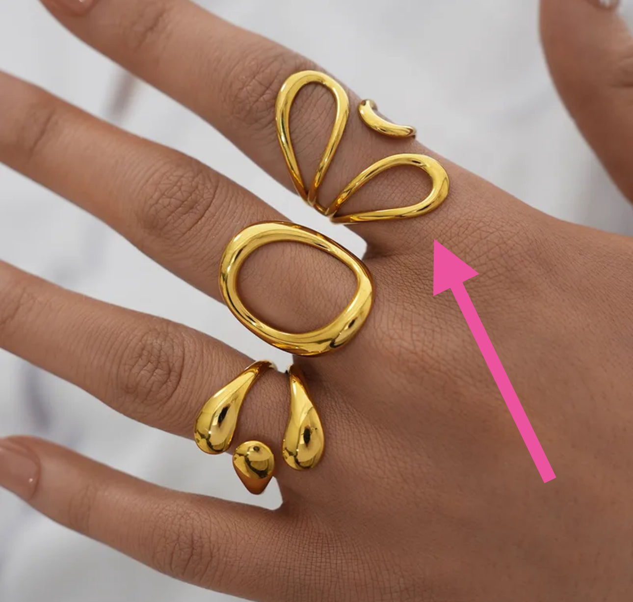 Anillo semi flor y gotas