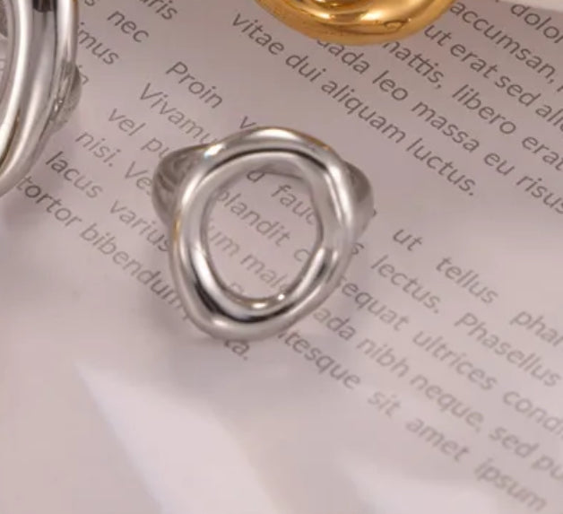 Anillo chuncky redondo chico plata