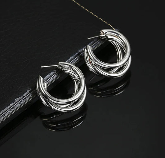 Arracadas triple grande plata