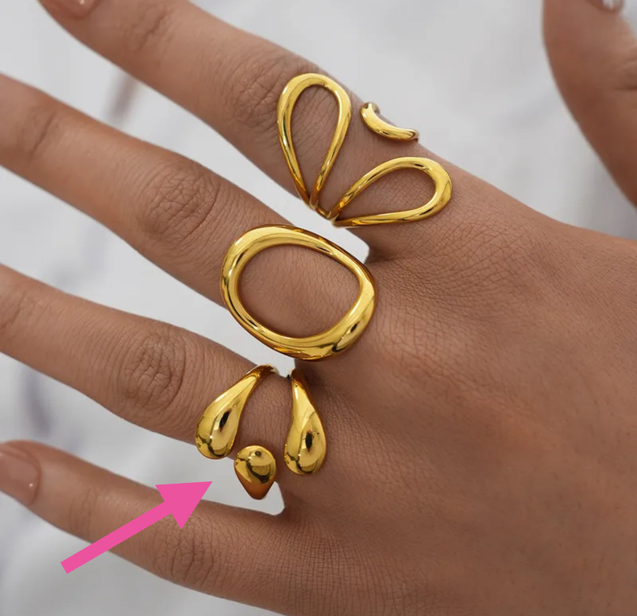 Anillo semi flor y gotas