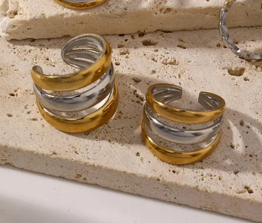 Anillo glamour bitono