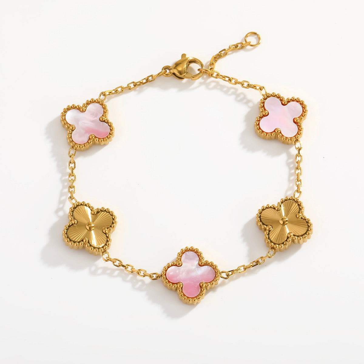 Pulsera trébol combinada rosa